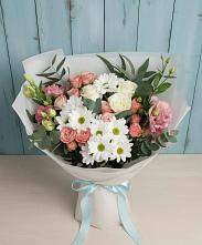 Букет цветов из:  Розы, Лизиантусы и Хризантемы в Щиграх