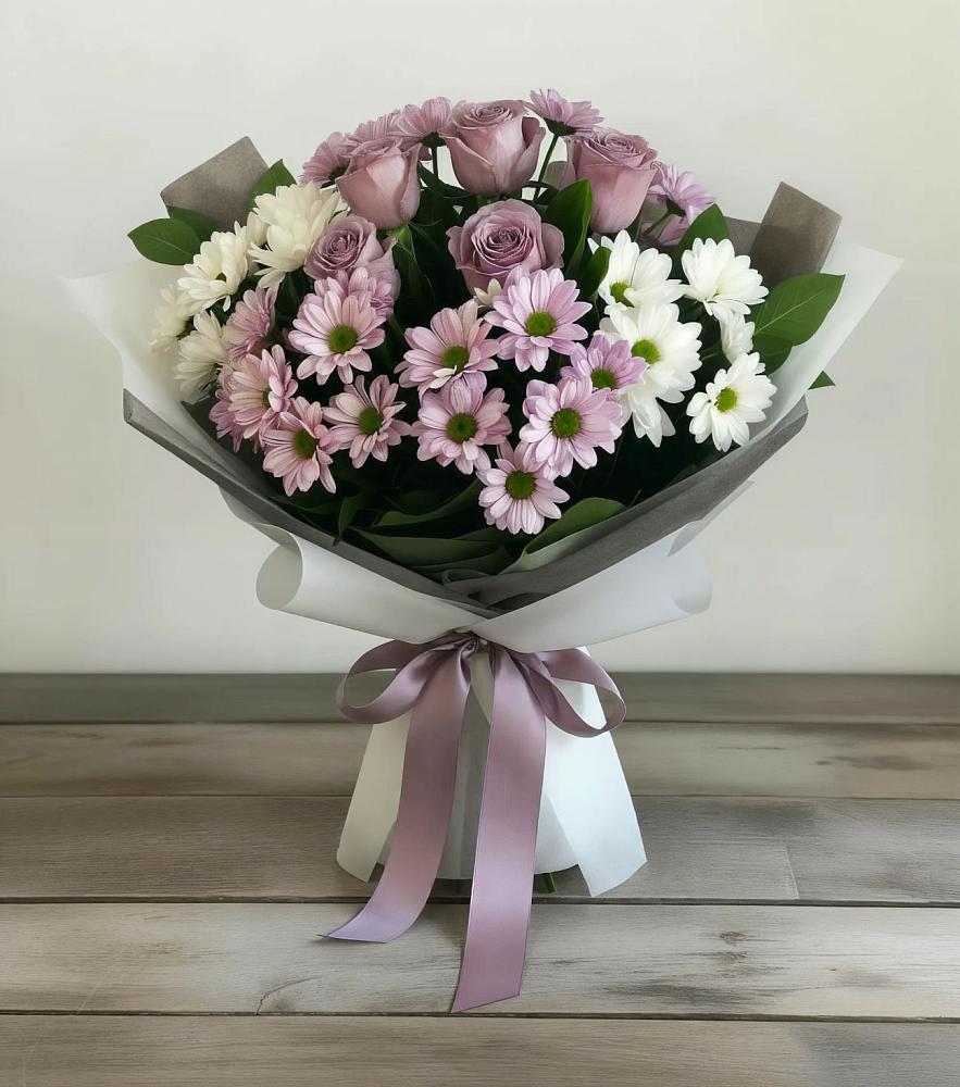 Букет цветов из: Хризантемы и Розы в Щиграх