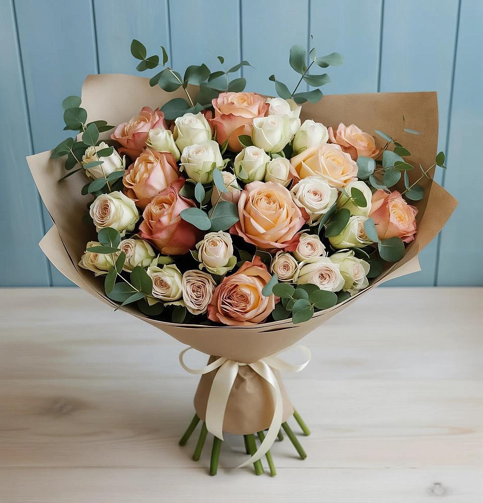 Букет цветов из: Альстромерии и Розы в Щиграх