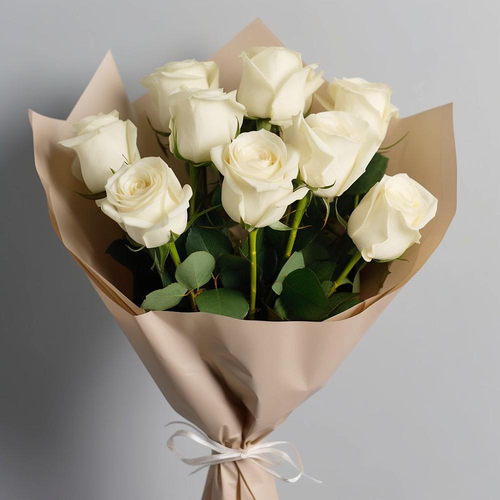 Букет 9 Белых роз Эдлесс Лав в Щиграх