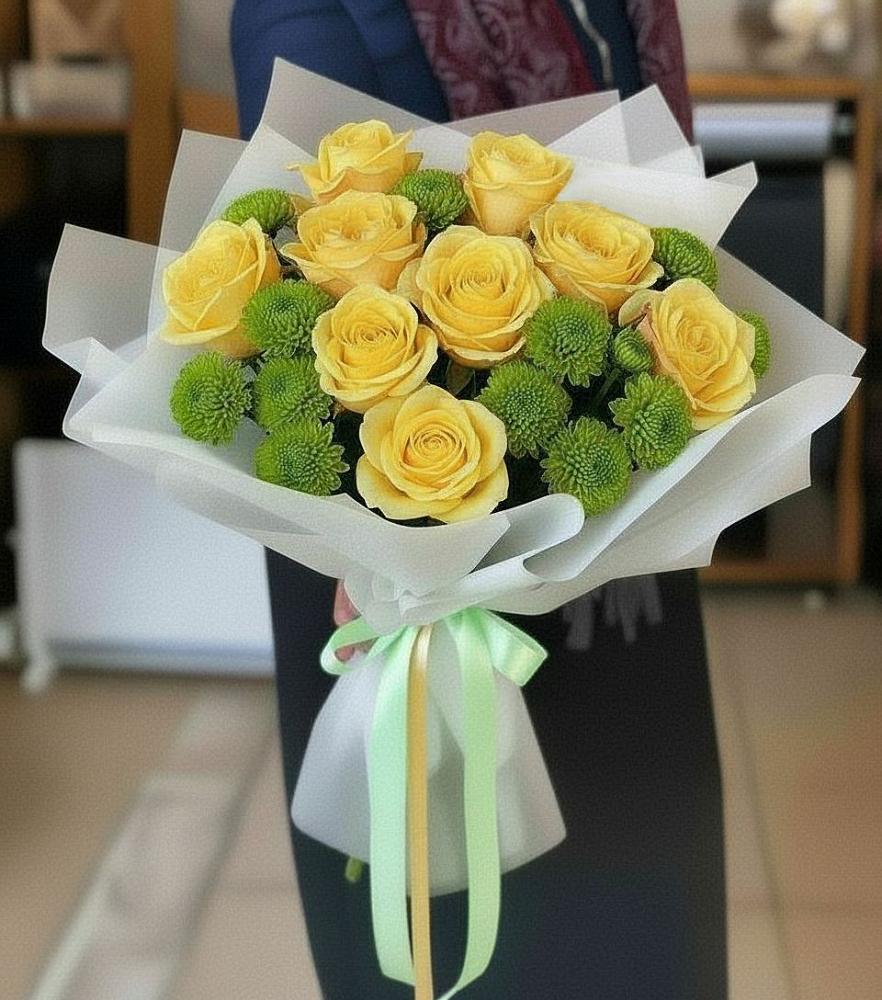 Букет цветов из: Хризантемы и Розы в Щиграх