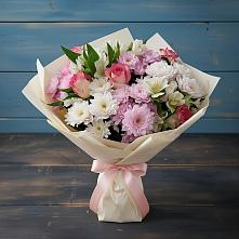 Букет цветов из:  Хризантемы, Альстромерии и Розы в Щиграх