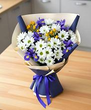 Букет цветов из:  Розы, Ирисы и Хризантемы в Щиграх