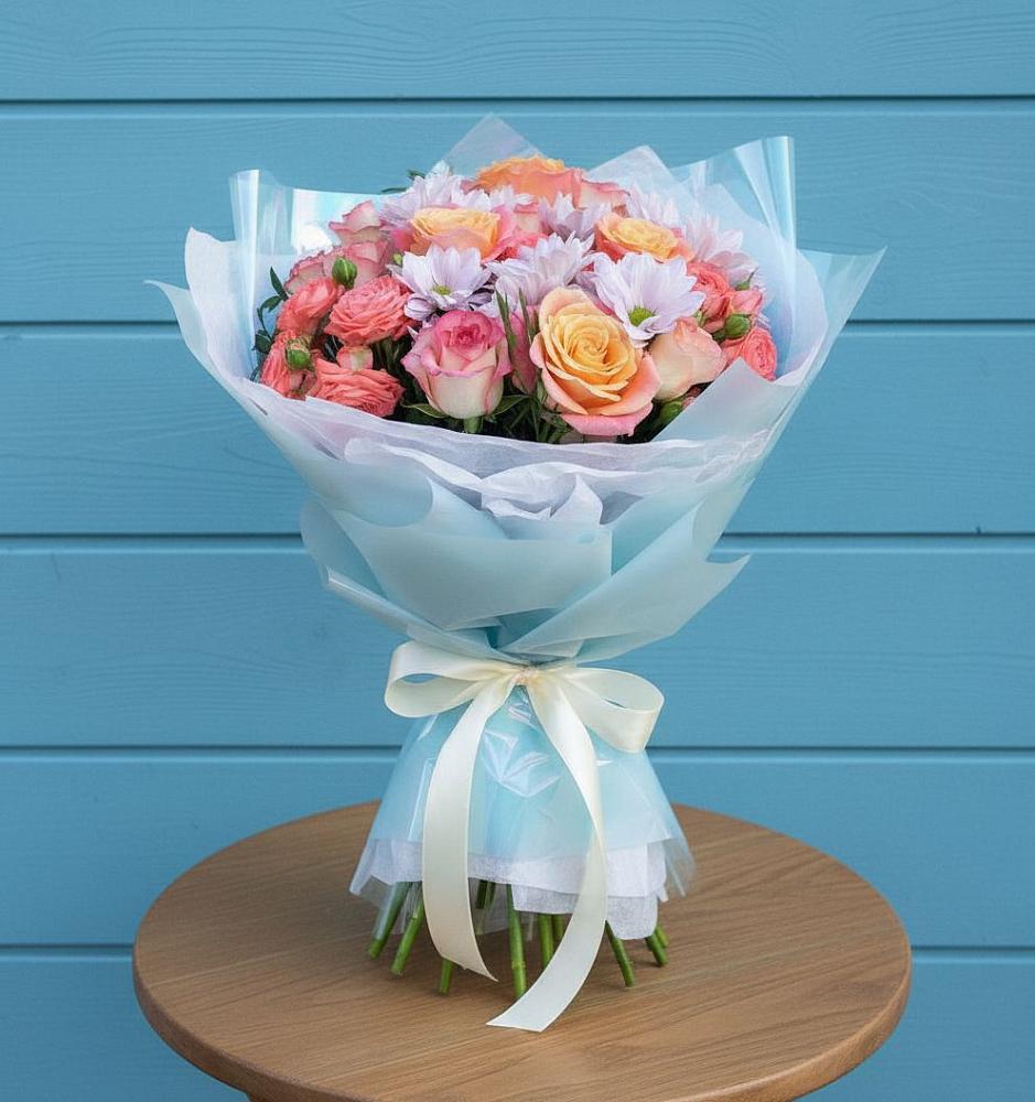 Букет цветов из: Хризантемы и Розы в Щиграх